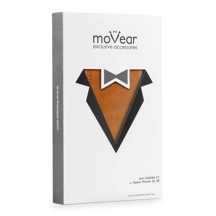 moVear flipSide C+ Skórzane Etui do Apple iPhone SE / 5s / 5 | Skóra Vintage | Jasnobrązowy