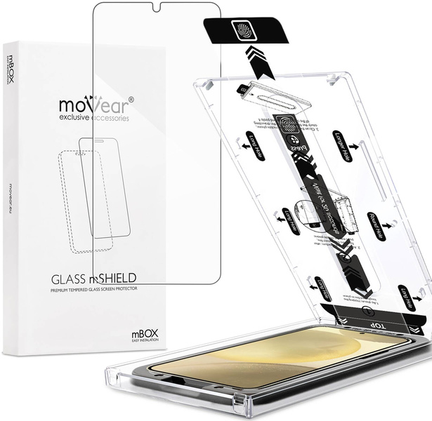 moVear mBOX GLASS mSHIELD 2.5D do Samsung Galaxy S25+ / S24+ (Plus) (6.7") (łatwy montaż)