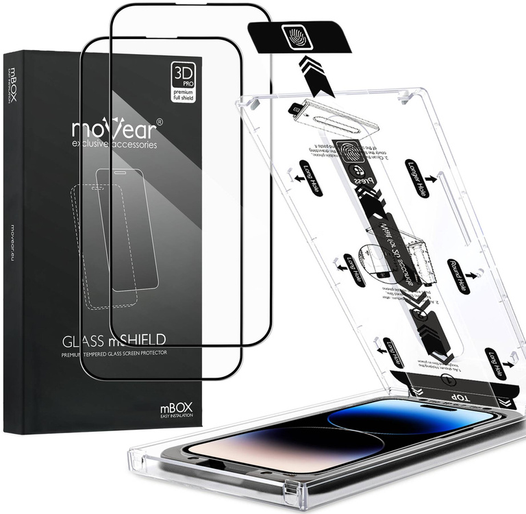 2 szt. | moVear mBOX GLASS mSHIELD 3D PRO do Apple iPhone 14 Pro Max (6.7") (łatwy montaż)
