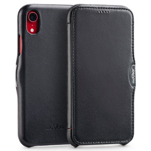 moVear flipSide C skórzane etui do Apple iPhone Xr (6.1") | Skóra naturalna gładka (Czarna)