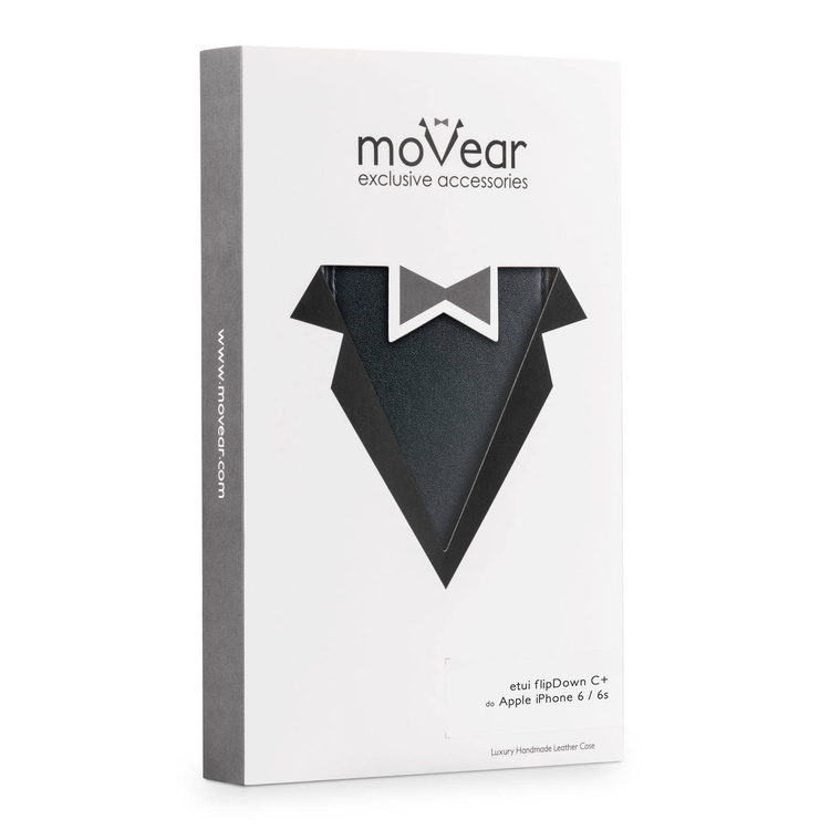 moVear flipDown C+ Skórzane Etui do Apple iPhone 6 / 6s | Skóra Gładka | Czarny