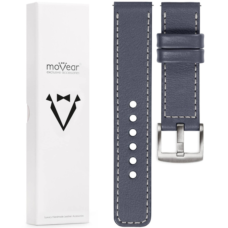 moVear Prestige C1 Skórzany pasek 20mm do Certina DS-1 C029.807.11.031.00 | Szary stalowy, srebrne przeszycie [rozmiary XS-XXL]