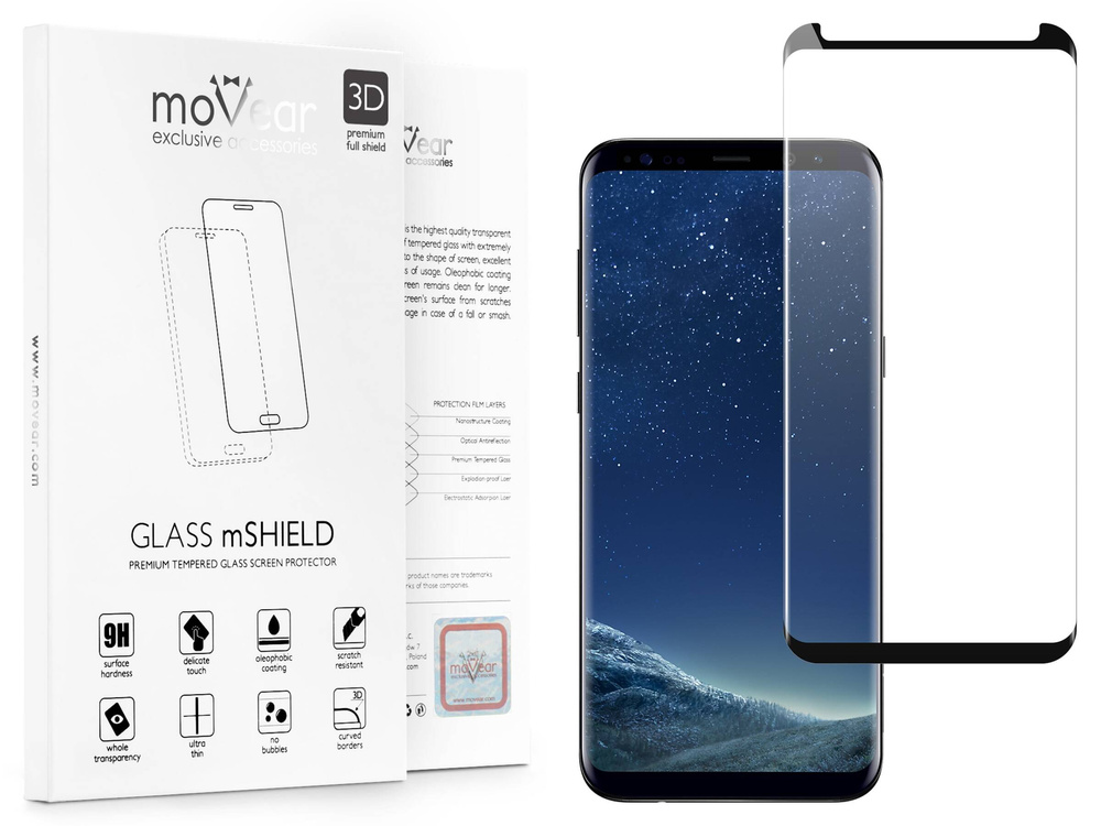 moVear GLASS mSHIELD 3D cf do Samsung Galaxy S8 (5.8") (kompatybilne z etui)