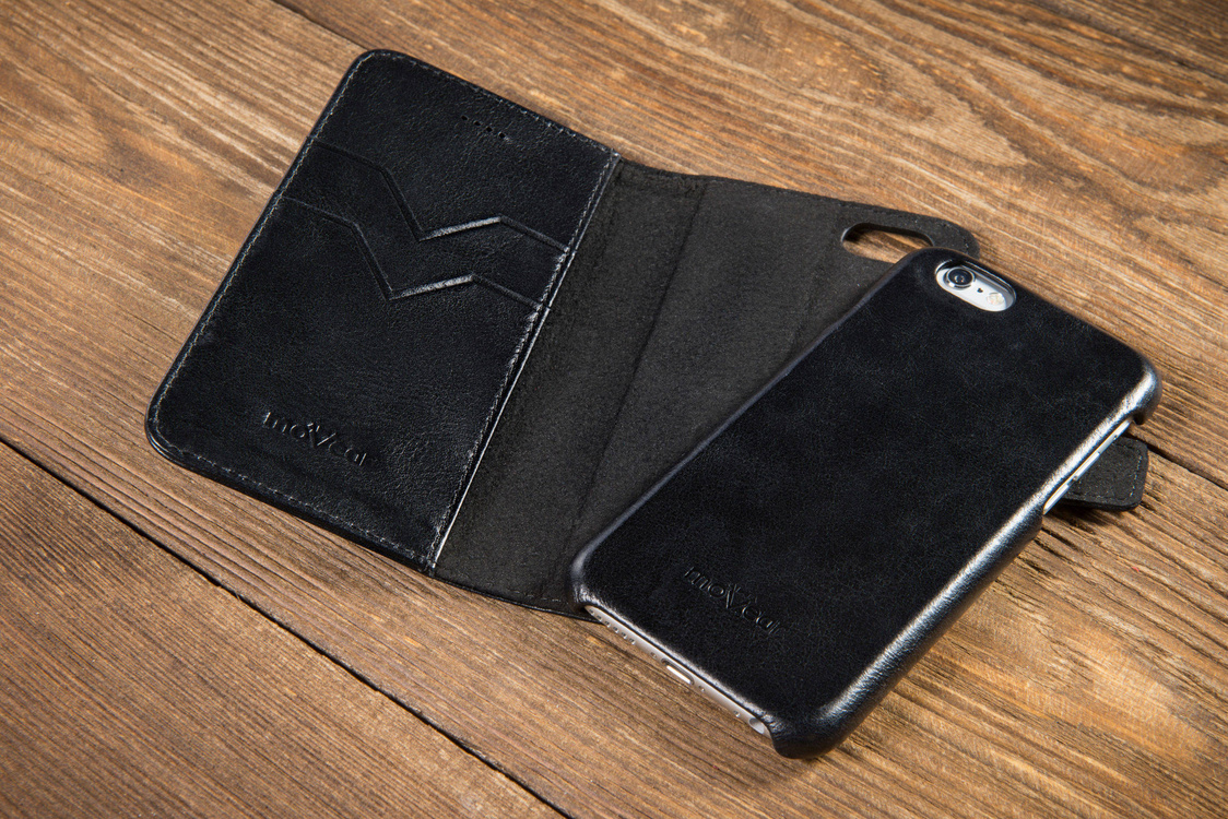moVear multiCover W Skórzane Etui 3w1 do Apple iPhone 6 / 6s | Portfel, Wallet | Skóra Vintage | Czarny