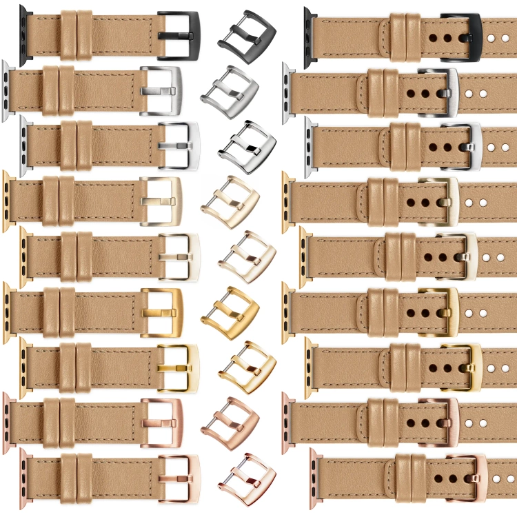 moVear Prestige C1 Skórzany pasek 20mm do Apple Watch 10 / 9 / 8 / 7 / 6 / 5 / 4 / SE (46/45/44mm) & Ultra (49mm) | Cappuccino, cappuccino przeszycie [rozmiary XS-XXL i klamra do wyboru]