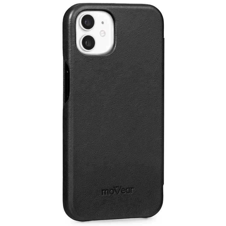 moVear flipSide S skórzane etui do Apple iPhone 12 Mini (5.4") | Skóra naturalna gładka (Czarna)