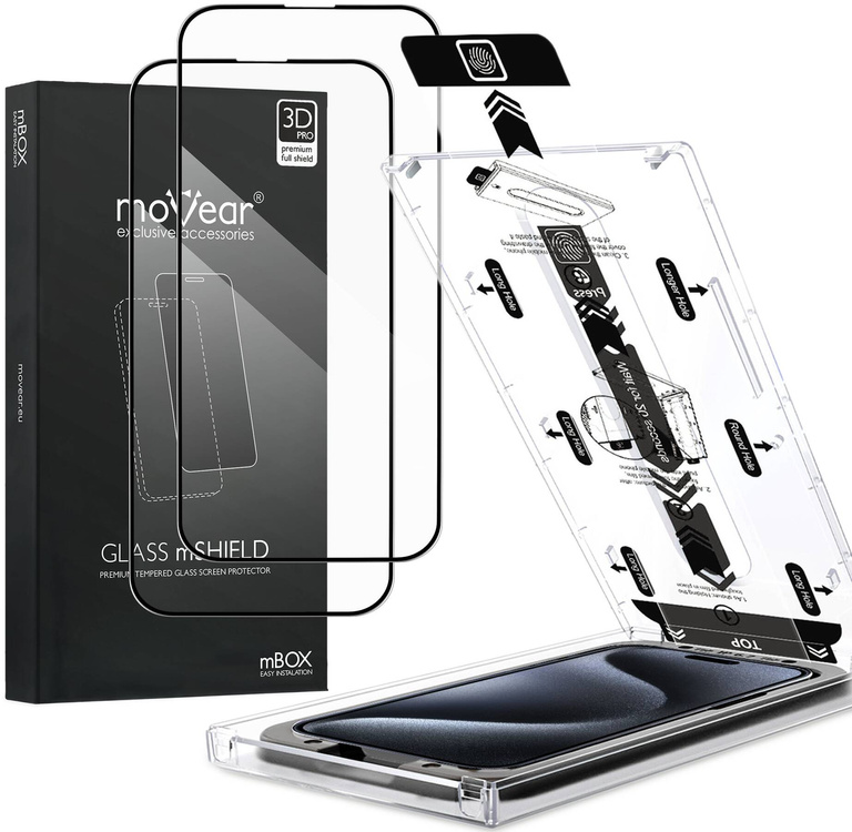 2 szt. | moVear mBOX GLASS mSHIELD 3D PRO do Apple iPhone 15 Pro Max (6.7") (łatwy montaż)