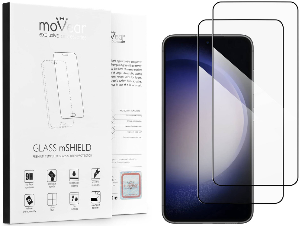 2 szt. | moVear GLASS mSHIELD 2.5D MAX do Samsung Galaxy S23 (6.1") (kompatybilne z etui)