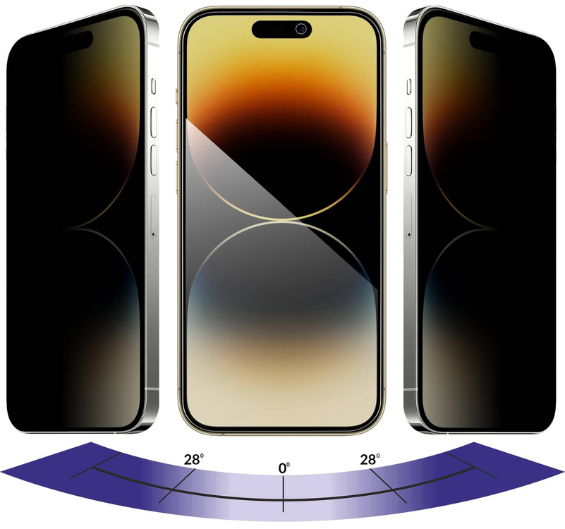 2 szt. | moVear GLASS mSHIELD 2.5D MAX privacy do Apple iPhone 14 Pro (6.1") (Prywatyzujące, kompatybilne z etui)