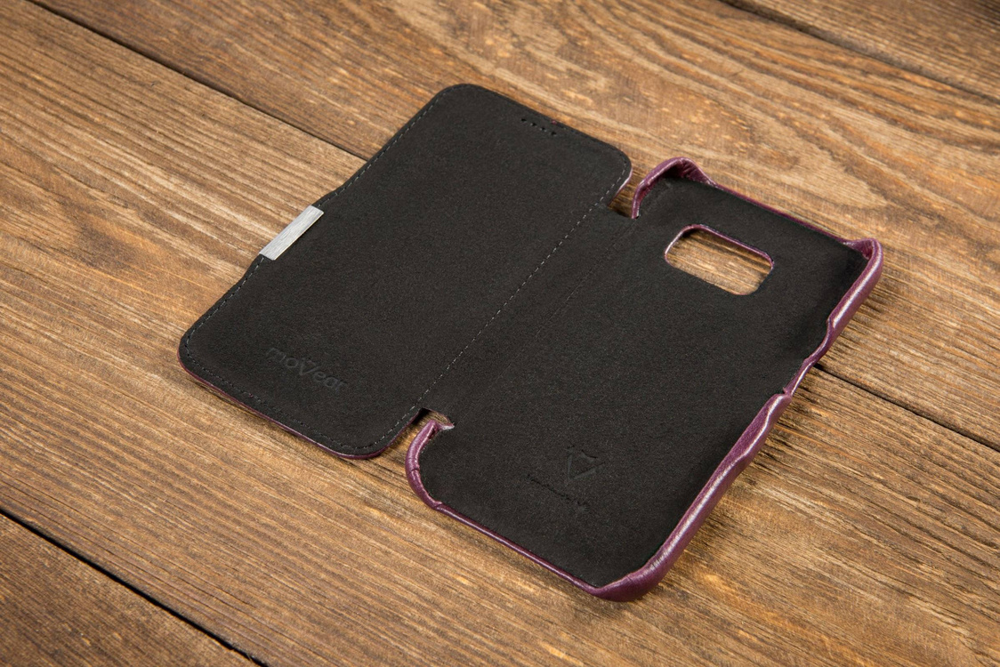 moVear flipSide C Skórzane Etui do Samsung Galaxy S6 | Skóra Vintage | Fioletowy