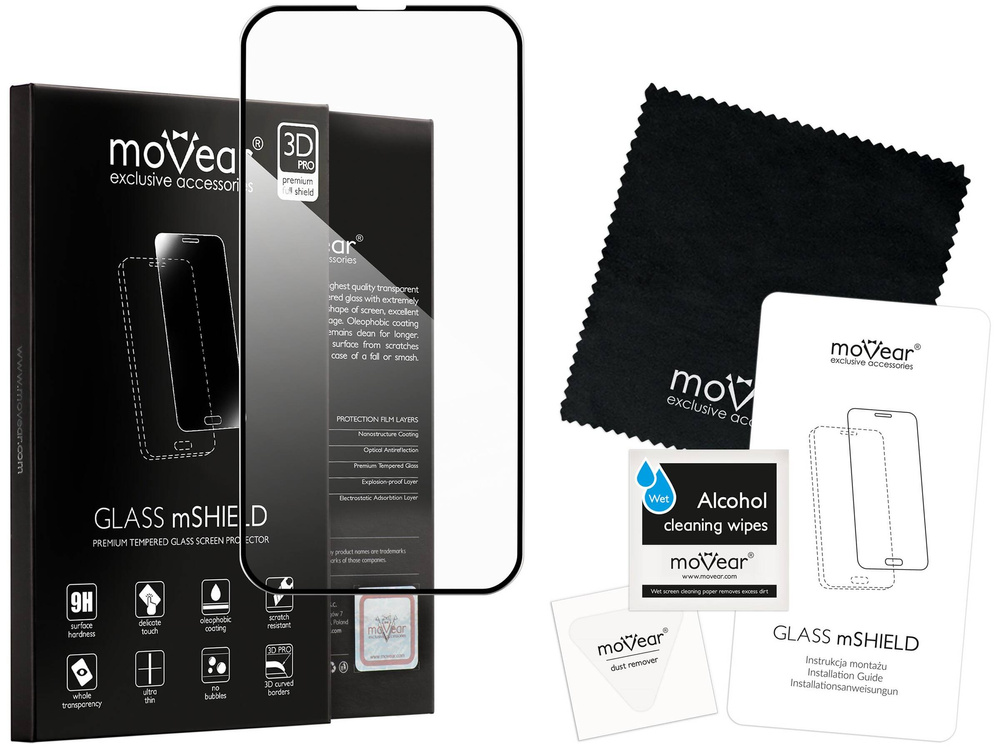 moVear GLASS mSHIELD 3D PRO-E do Apple iPhone 14 Plus / 13 Pro Max (6.7") (kompatybilne z etui)