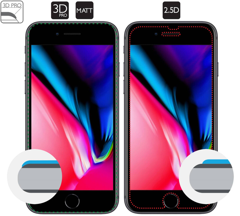 moVear GLASS mSHIELD 3D PRO MATT do Apple iPhone 6 Plus / 6s Plus (5.5") | (Antyrefleksyjne)