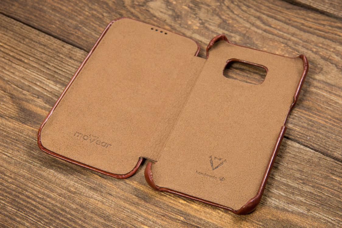 
                    moVear flipSide S Skórzane Etui do Samsung Galaxy S6 edge | Skóra Vintage | Brązowy