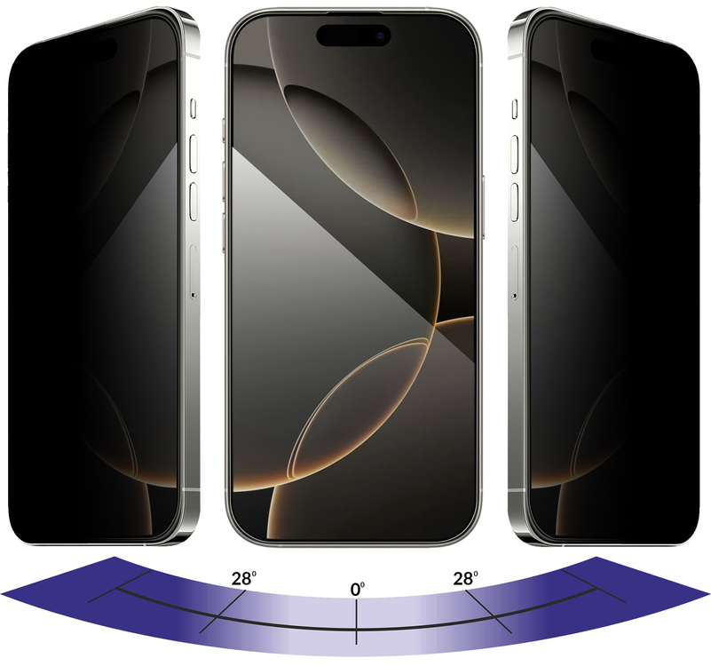 moVear mBOX GLASS mSHIELD 2.5D MAX privacy do Apple iPhone 17 Pro / 17 / 16 Pro (6.3") (Anty spy, z Aplikatorem)