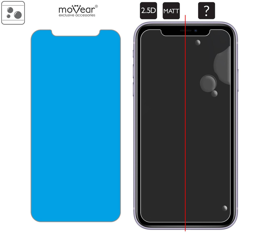 moVear GLASS mSHIELD 2.5D MATT do Apple iPhone 11 / Xr (6.1") (Antyrefleksyjne, kompatybilne z etui)