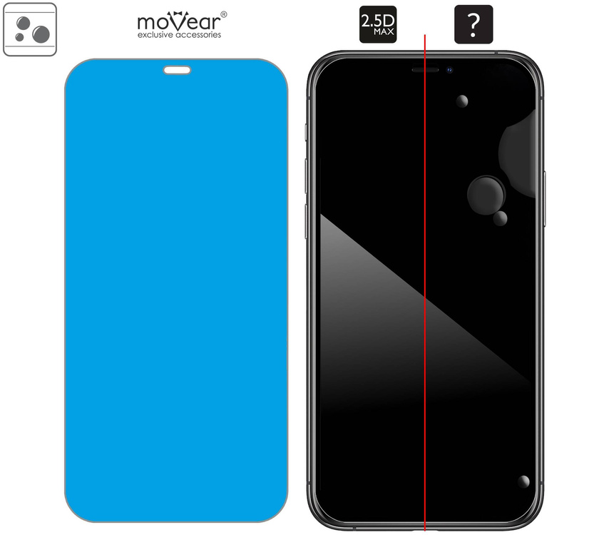 moVear GLASS mSHIELD 2.5D MAX do Apple iPhone 11 Pro / Xs / X (5.8") (kompatybilne z etui)