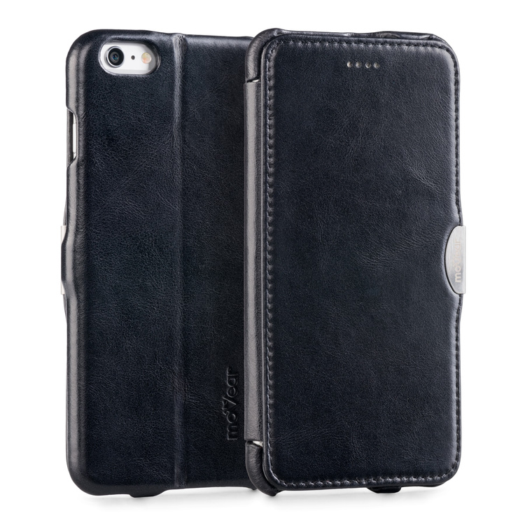 moVear flipSide C skórzane etui do Apple iPhone 6 Plus / 6s Plus (5.5") | Skóra naturalna vintage (Czarna)