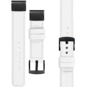 moVear Prestige C1 Skórzany pasek do Garmin QuickFit 26mm (Fenix / Epix / Quatix / Tactix / Enduro - 51mm) | Biały, białe przeszycie [rozmiary XS-XXL i klamra do wyboru]