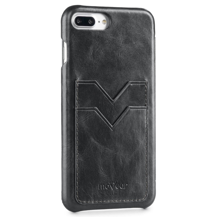 moVear flipSide S+ Skórzane Etui do Apple iPhone 8 Plus / 7 Plus | Skóra Vintage | Czarny