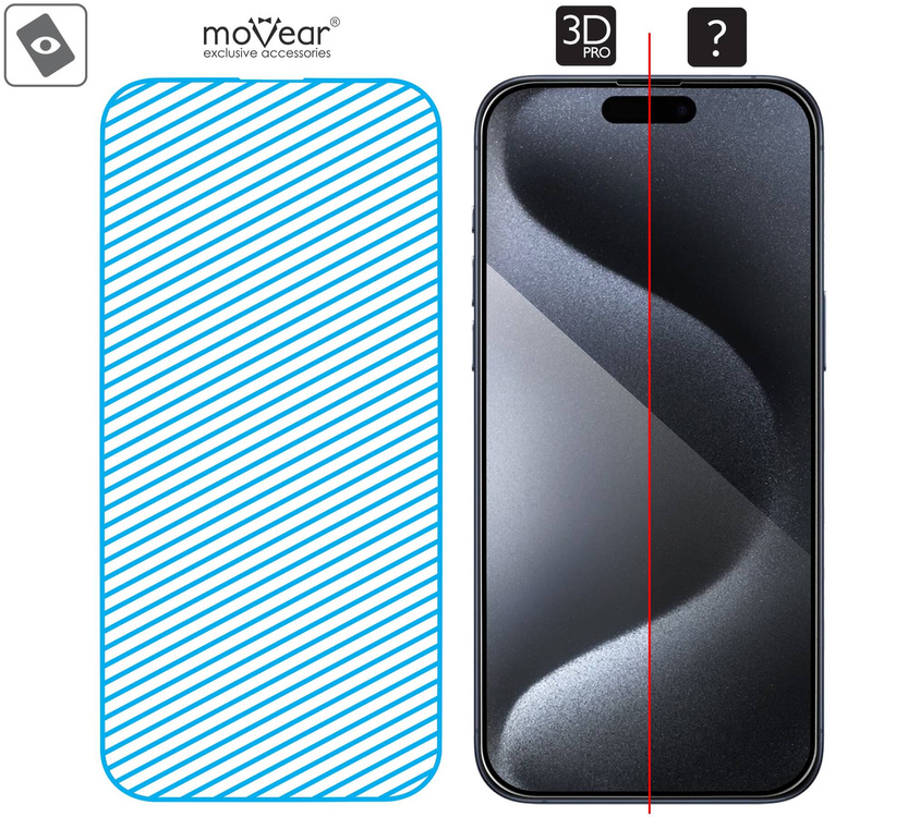 moVear mBOX GLASS mSHIELD 3D PRO do Apple iPhone 15 Pro Max (6.7") (łatwy montaż)
