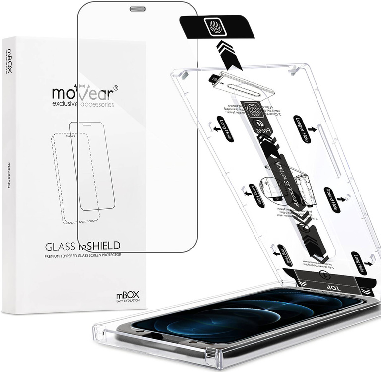 moVear mBOX GLASS mSHIELD 2.5D do Apple iPhone 12 Pro Max (6.7") (łatwy montaż)
