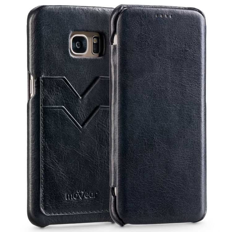 
                    moVear flipSide S+ Skórzane Etui do Samsung Galaxy S7 edge | Skóra Vintage | Czarny