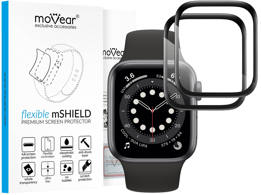2 szt. | moVear flexible mSHIELD 3D PRO do Apple Watch 3/2/1 (42mm) (1.65"). Pancerne szkło hybrydowe.
