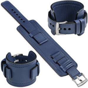 moVear Prestige CW1 Szeroki skórzany pasek 20mm do zegarka | Granatowy, granatowe przeszycie [rozmiary XS-XXL i klamra do wyboru]