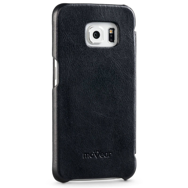 
                    moVear flipSide S Skórzane Etui do Samsung Galaxy S6 edge | Skóra Vintage | Czarny