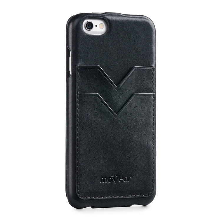 moVear flipDown C+ Skórzane Etui do Apple iPhone 6 / 6s | Skóra Gładka | Czarny