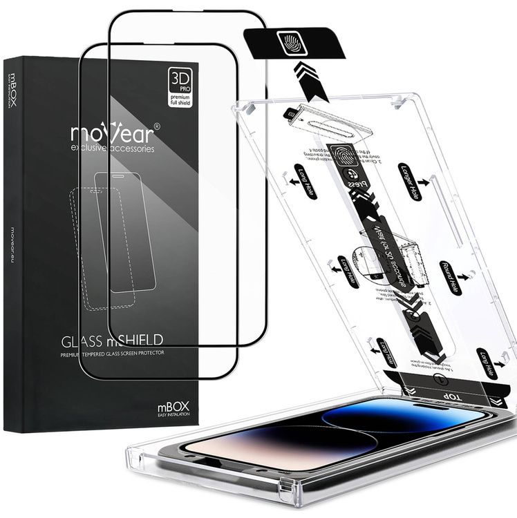 2 szt. | moVear mBOX GLASS mSHIELD 3D PRO do Apple iPhone 14 Pro Max (6.7") (łatwy montaż)