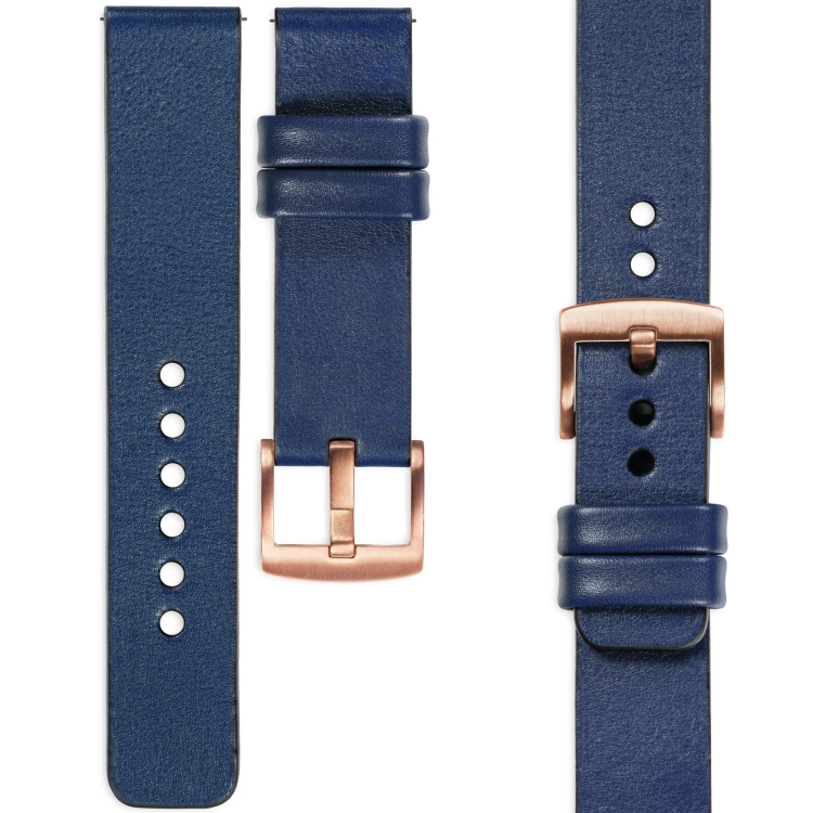 moVear Prestige S1 Skórzany pasek 20mm do Huawei Watch GT 3 2 1 / Pro (43/42mm) | Granatowy [rozmiary XS-XXL i klamra do wyboru]
