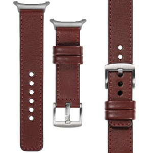 moVear Prestige C1 Skórzany pasek 22mm do Samsung Galaxy Watch Ultra | Kasztanowy, kasztanowe przeszycie [rozmiary XS-XXL i klamra do wyboru]