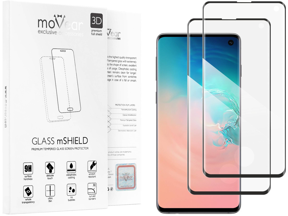 2 szt. | moVear GLASS mSHIELD 3D do Samsung Galaxy S10 (6.1") (na cały ekran)