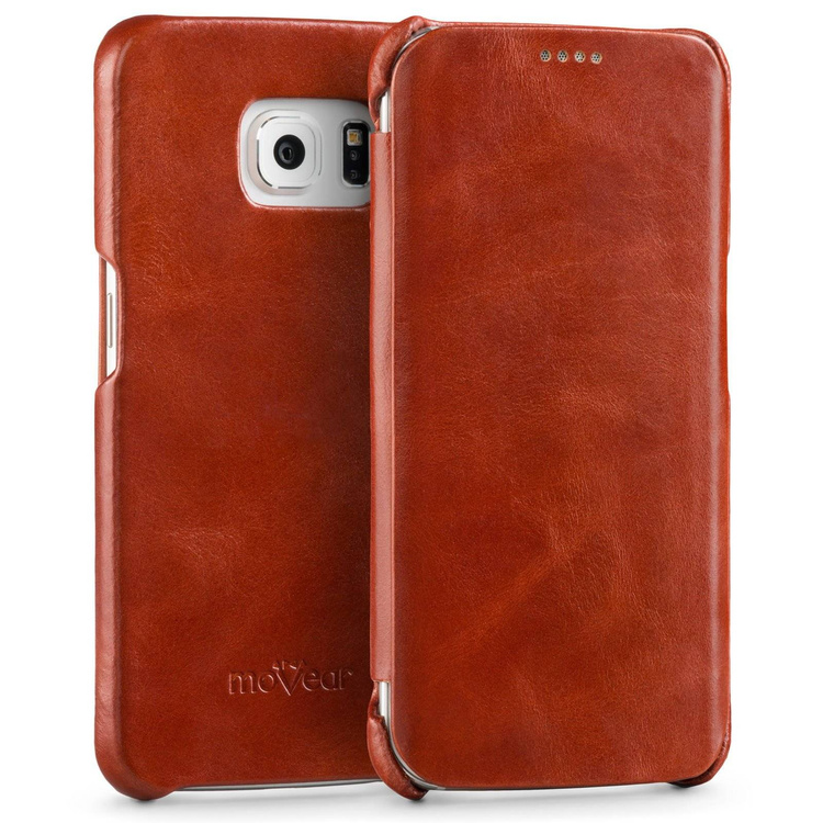 
                    moVear flipSide S Skórzane Etui do Samsung Galaxy S6 edge | Skóra Vintage | Brązowy