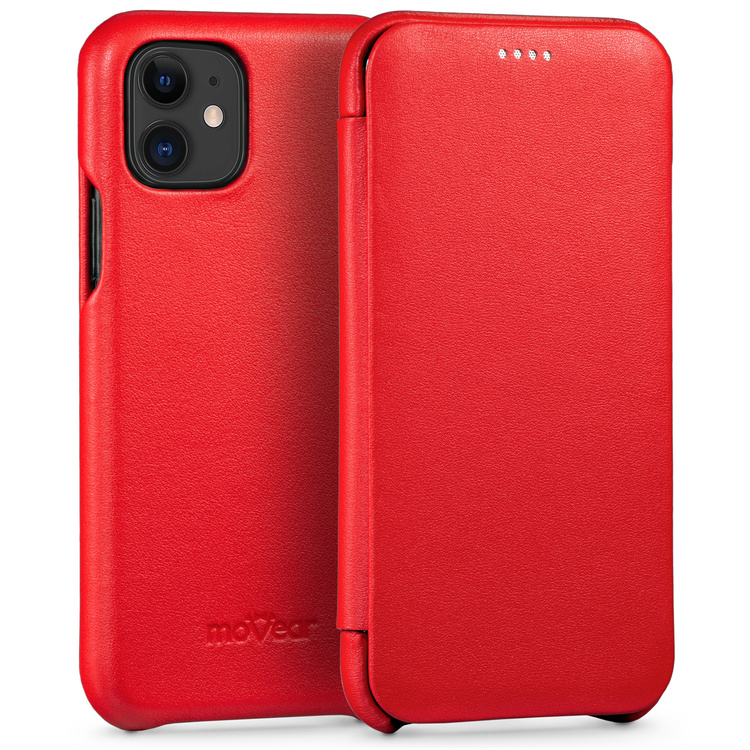 moVear flipSide S skórzane etui do Apple iPhone 11 (6.1") | Skóra naturalna gładka (Czerwona)