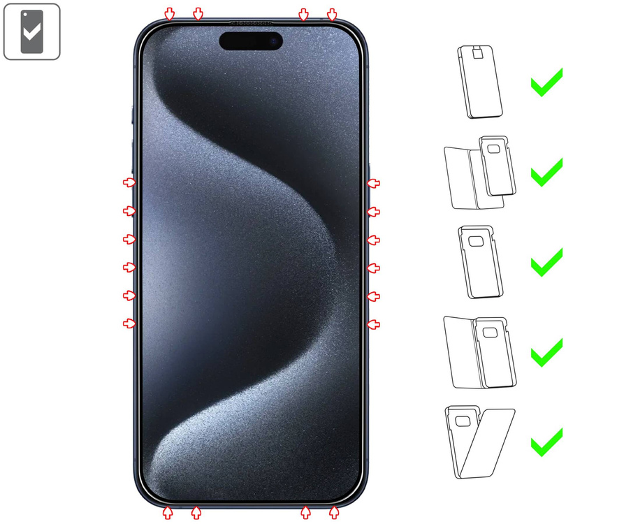 moVear mBOX GLASS mSHIELD 2.5D MAX MATT do Apple iPhone 15 Pro Max (6.7") (Antyrefleksyjne, kompatybilne z etui, z Aplikatorem)