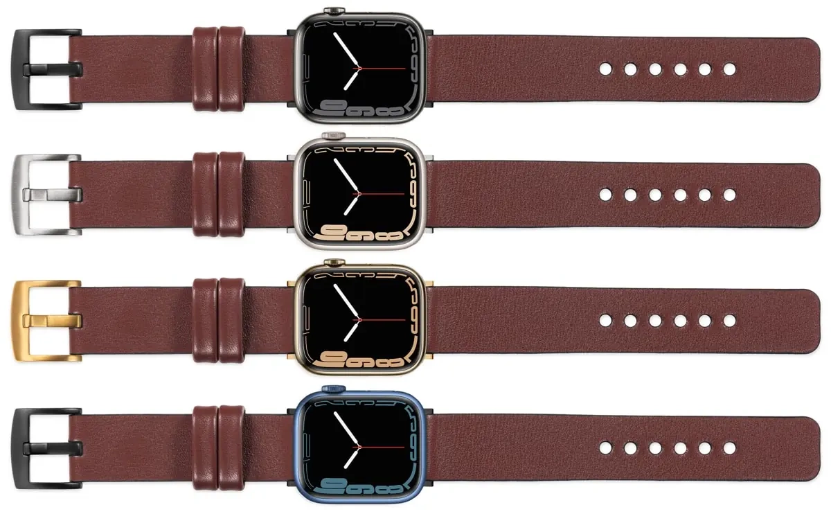 moVear Prestige S1 Skórzany pasek 20mm do Apple Watch 10 / 9 / 8 / 7 / 6 / 5 / 4 / SE (42/41/40mm) | Kasztanowy [adapter i klamra do wyboru]