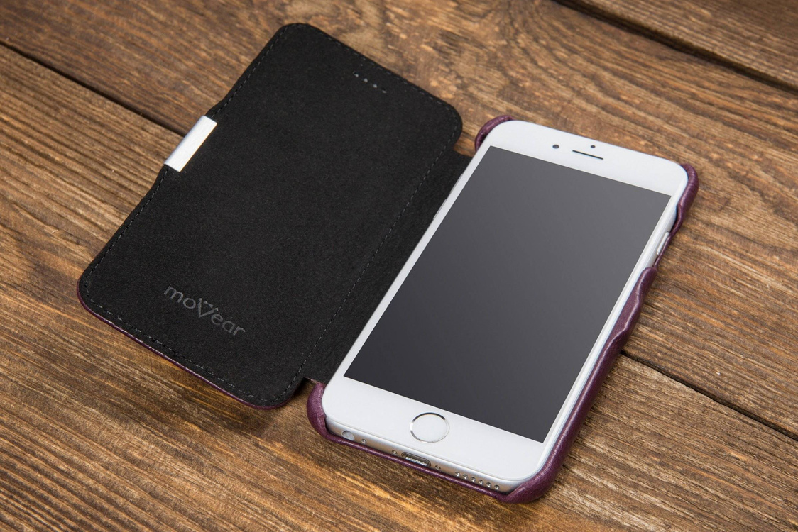 moVear flipSide C+ Skórzane Etui do Apple iPhone 6 / 6s | Skóra Vintage | Fioletowy