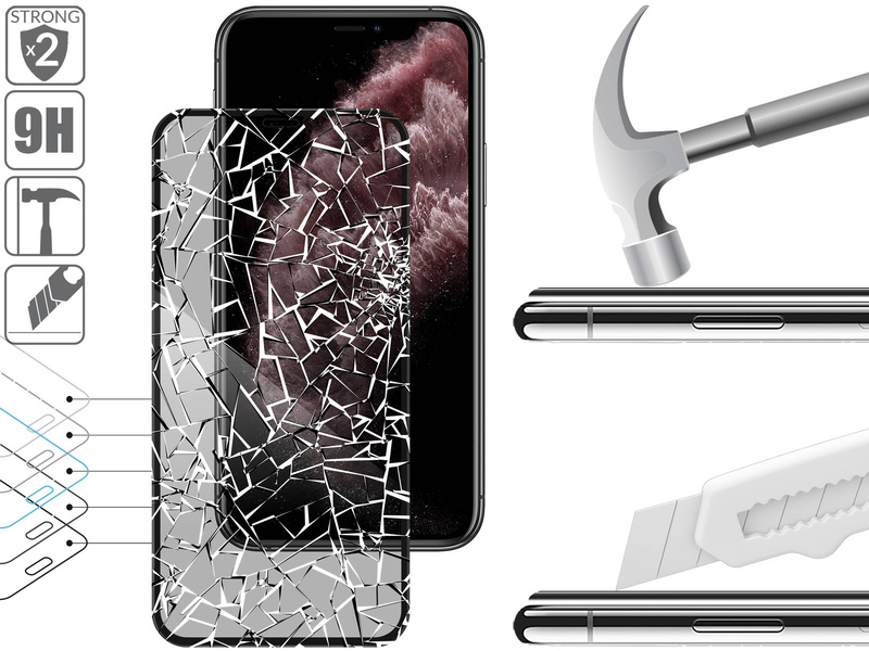 2 szt. | moVear GLASS mSHIELD 2.5D MAX privacy do Apple iPhone 11 Pro Max / Xs MAX (6.5") (Prywatyzujące, kompatybilne z etui)
