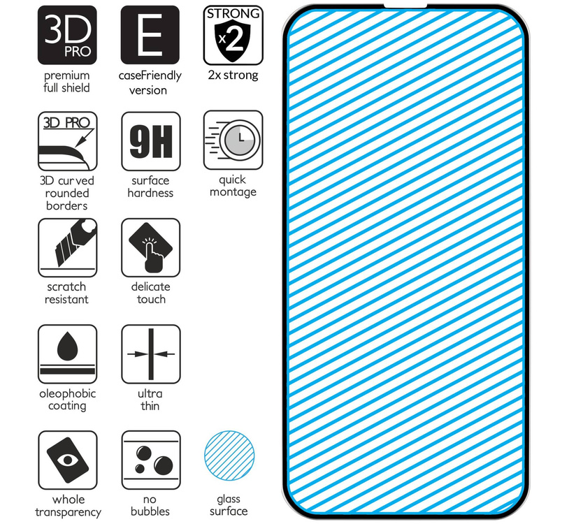 moVear GLASS mSHIELD 3D PRO-E do Apple iPhone 14 Plus / 13 Pro Max (6.7") (kompatybilne z etui)