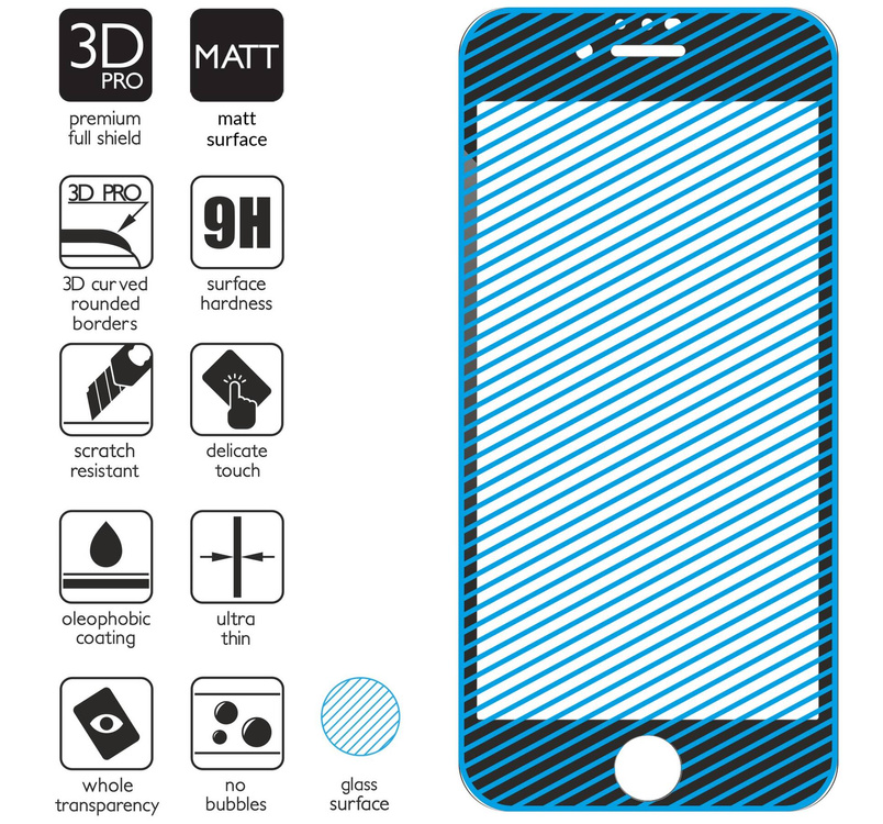 moVear GLASS mSHIELD 3D PRO MATT do Apple iPhone 6 Plus / 6s Plus (5.5") | (Antyrefleksyjne)