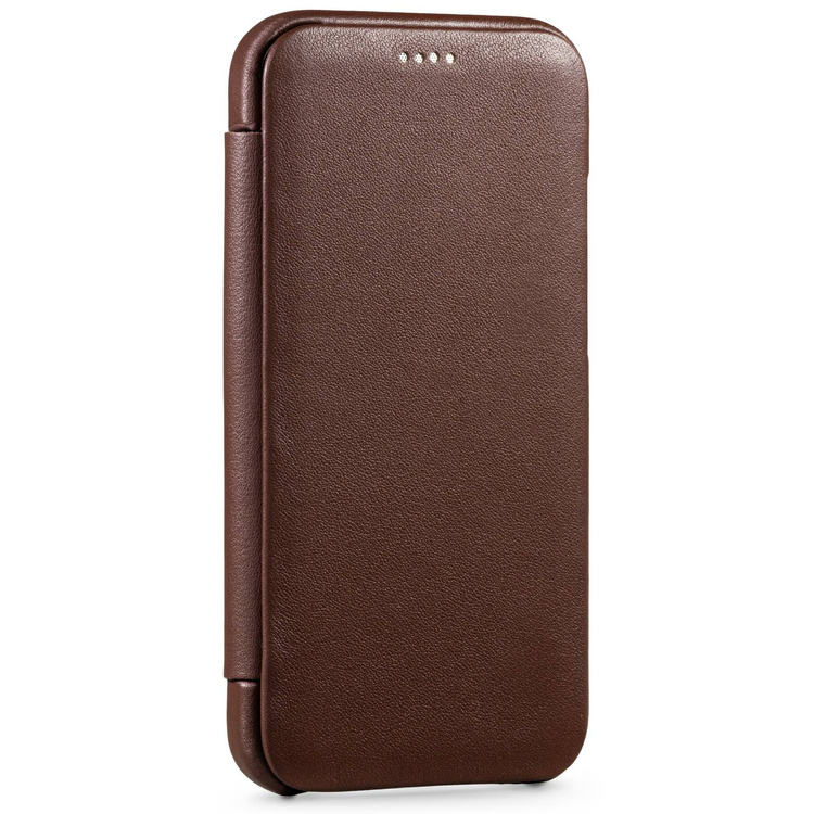 moVear flipSide S skórzane etui do Apple iPhone 12 Pro / 12 (6.1") | Skóra naturalna nappa (Ciemnobrązowa)