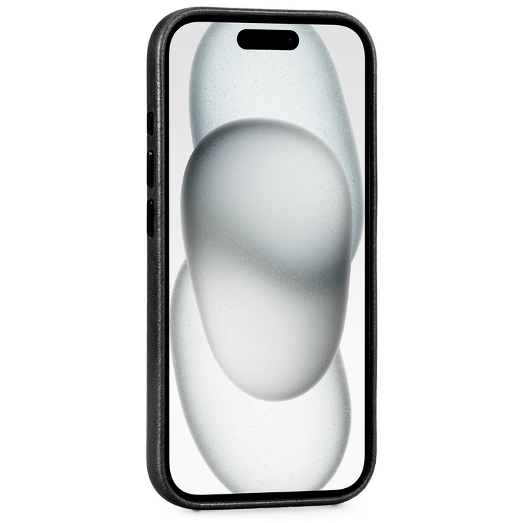 moVear backCover 4S Skórzane plecki do Apple iPhone 15 (6,1") | kompatybilne z MagSafe, Skóra naturalna olejowana (Czarna)