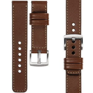 moVear Prestige C1 Skórzany pasek 26mm do zegarka | Ciemnobrązowy, kremowe przeszycie [rozmiary XS-XXL i klamra do wyboru]