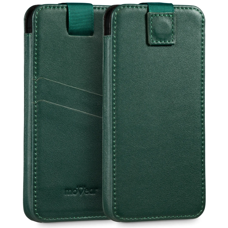 moVear pocketCase C+ skórzana wsuwka do Samsung rozmiar M (ok 151 x 73 x 9mm) | Skóra naturalna nappa (Zielona butelkowa)