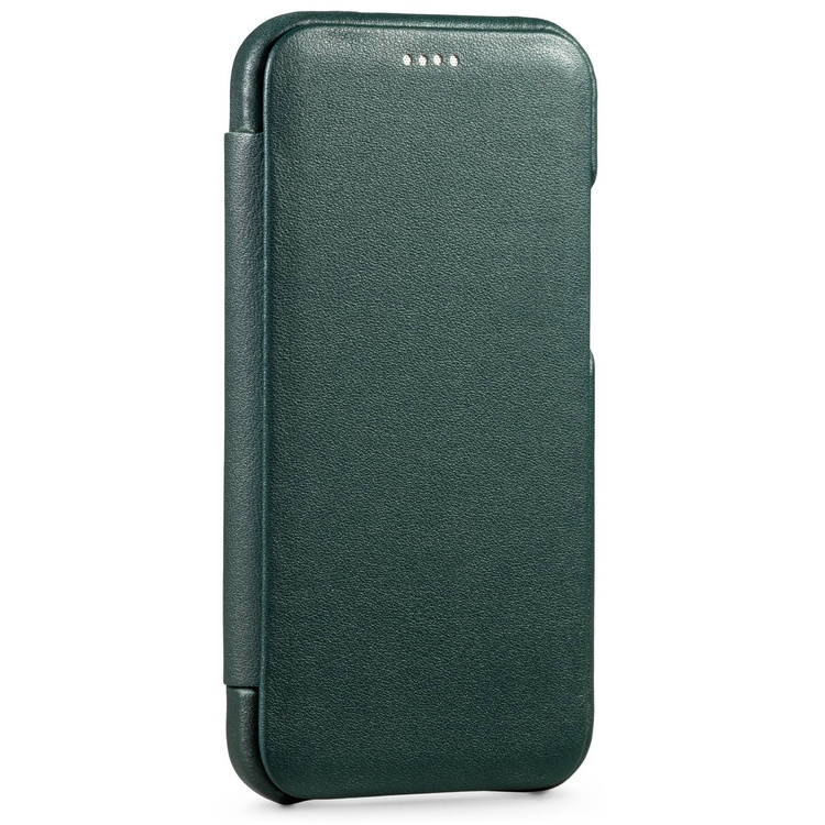 moVear flipSide S skórzane etui do Apple iPhone 12 Pro / 12 (6.1") | Skóra naturalna nappa (Zielona butelkowa)