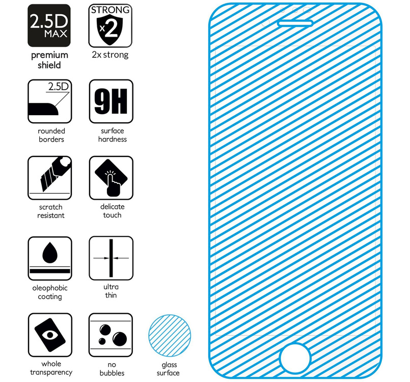 2 szt. | moVear GLASS mSHIELD 2.5D MAX do Apple iPhone 8 / 7 (4.7") (kompatybilne z etui)