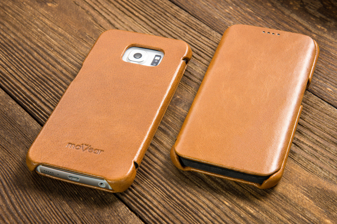 
                    moVear flipSide S Skórzane Etui do Samsung Galaxy S6 edge | Skóra Vintage | Jasnobrązowy