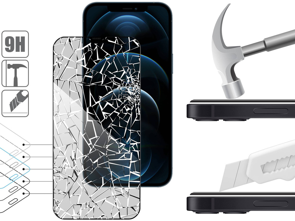 moVear mBOX GLASS mSHIELD 2.5D MAX privacy do Apple iPhone 12 Pro Max (6.7") (Anty spy, z Aplikatorem)